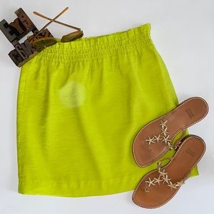 J. CREW Shirred Elastic Waistband Skirt in Chartreuse